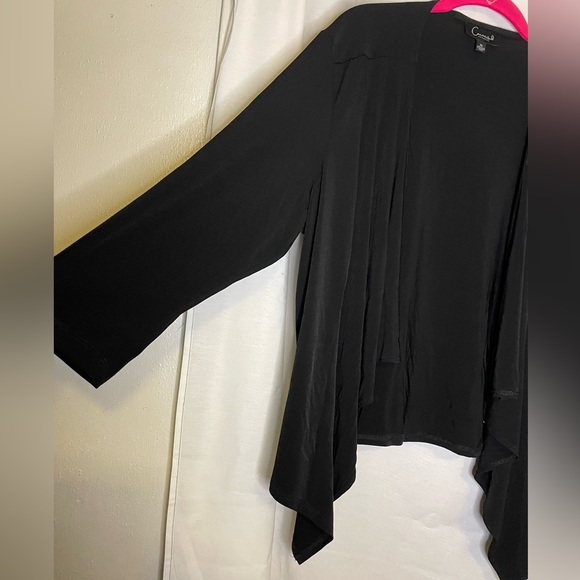 NWT Connected Apparel Ruth Cascading Black Open Front Cardigan Light Size XL - Picture 3 of 10